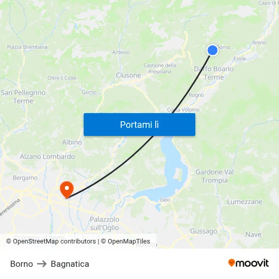 Borno to Bagnatica map
