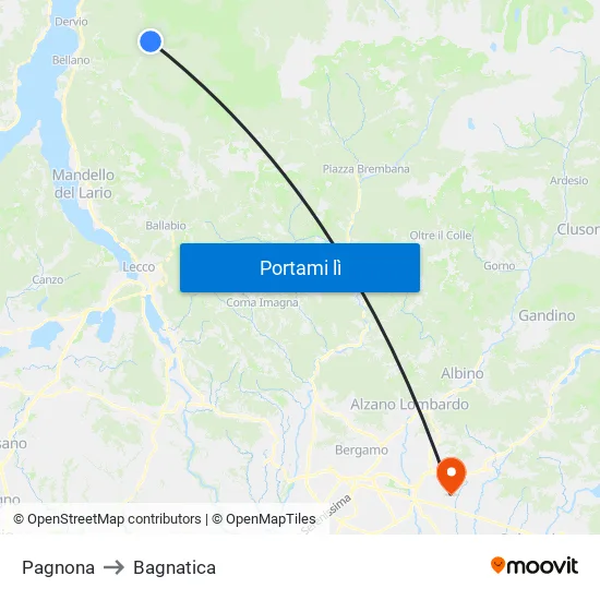 Pagnona to Bagnatica map