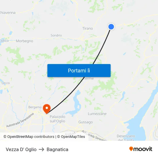 Vezza D' Oglio to Bagnatica map