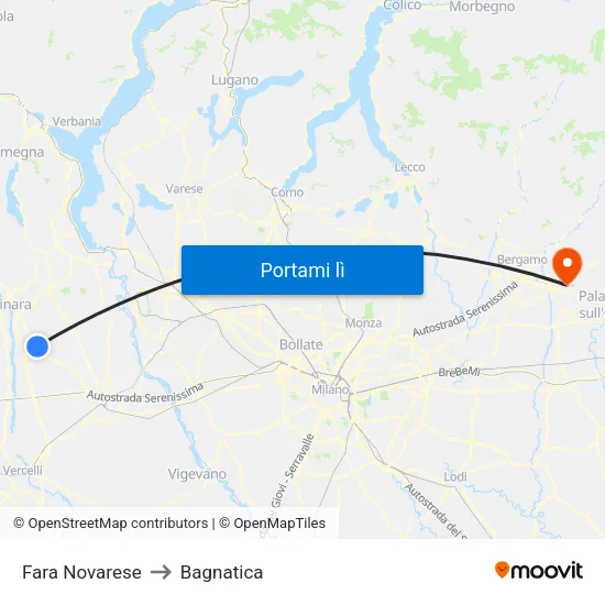 Fara Novarese to Bagnatica map