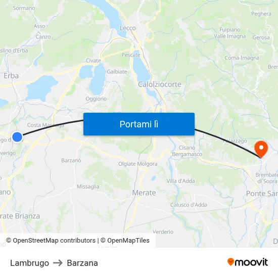 Lambrugo to Barzana map