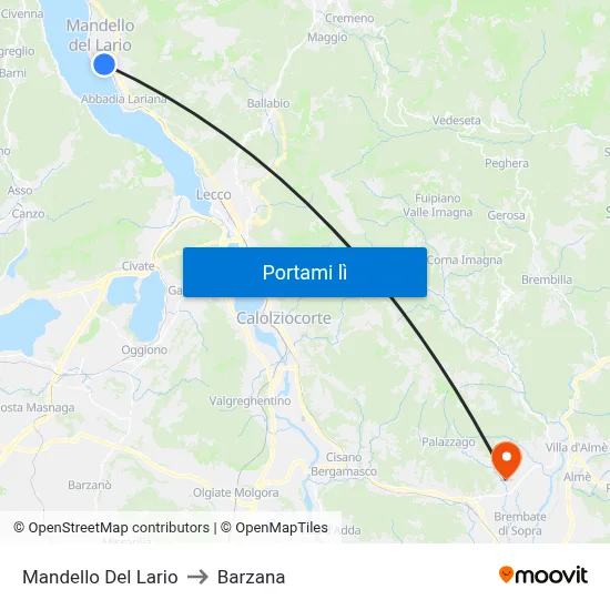 Mandello Del Lario to Barzana map