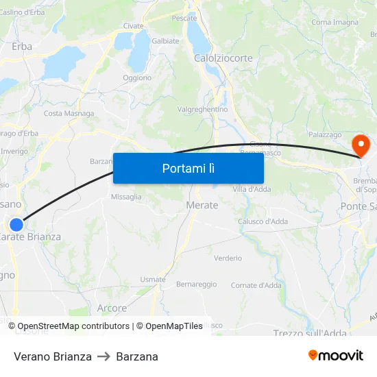 Verano Brianza to Barzana map