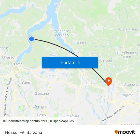 Nesso to Barzana map