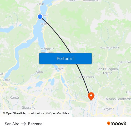 San Siro to Barzana map