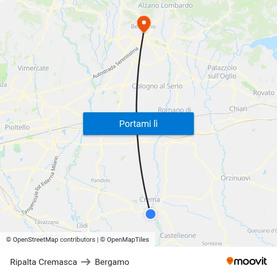 Ripalta Cremasca to Bergamo map