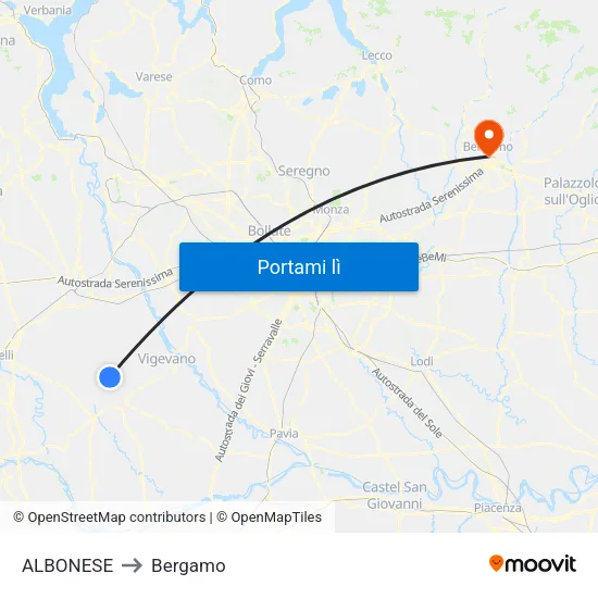 ALBONESE to Bergamo map