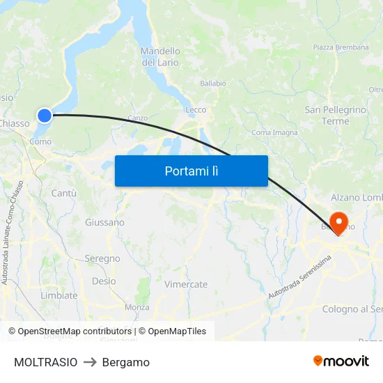 MOLTRASIO to Bergamo map