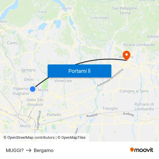 MUGGI? to Bergamo map