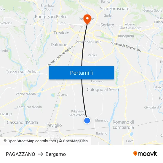 PAGAZZANO to Bergamo map