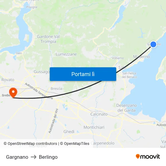 Gargnano to Berlingo map