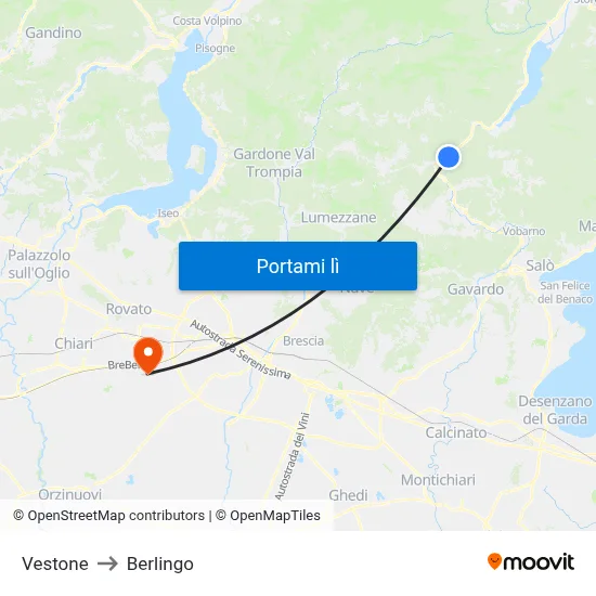 Vestone to Berlingo map