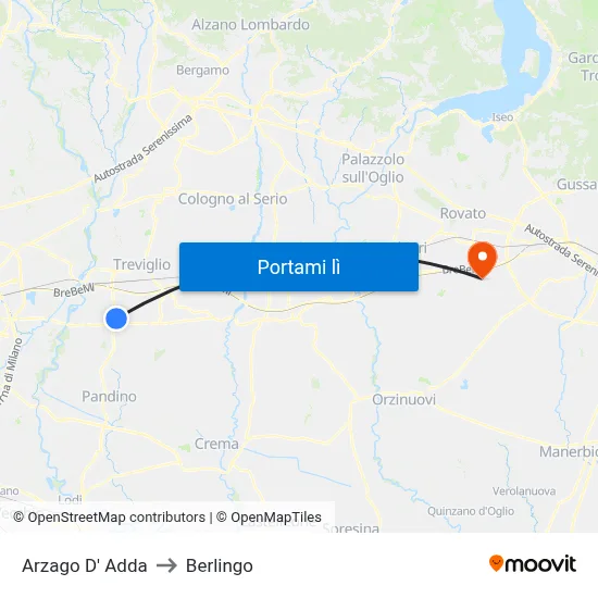 Arzago D' Adda to Berlingo map