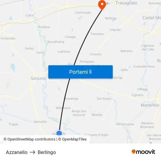 Azzanello to Berlingo map