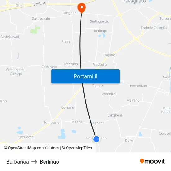 Barbariga to Berlingo map