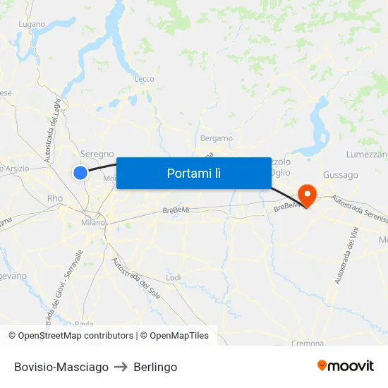 Bovisio-Masciago to Berlingo map