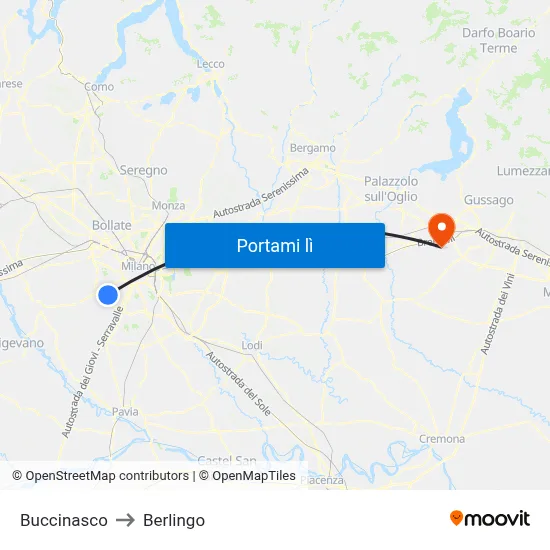Buccinasco to Berlingo map