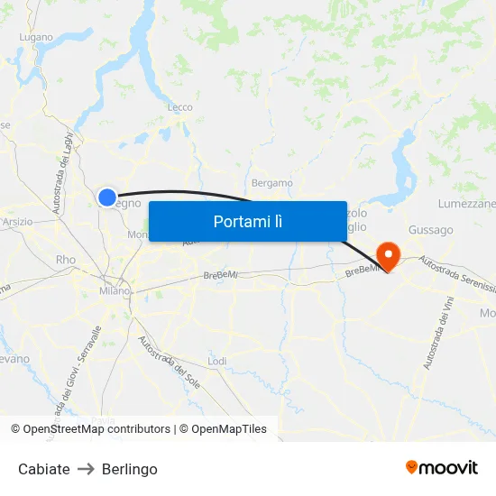 Cabiate to Berlingo map
