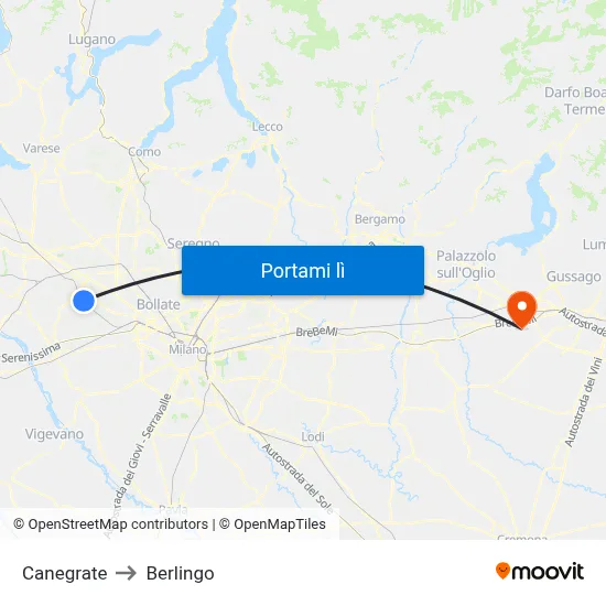 Canegrate to Berlingo map