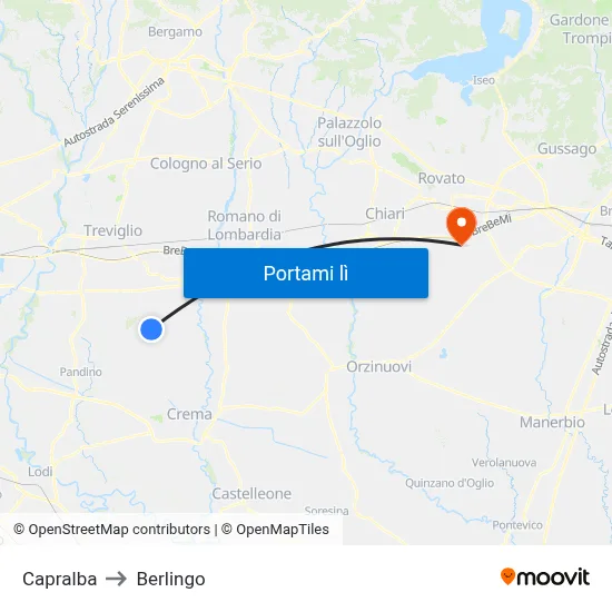 Capralba to Berlingo map