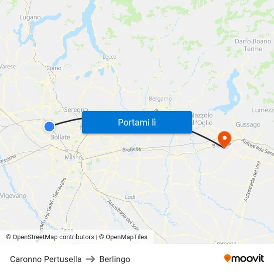 Caronno Pertusella to Berlingo map