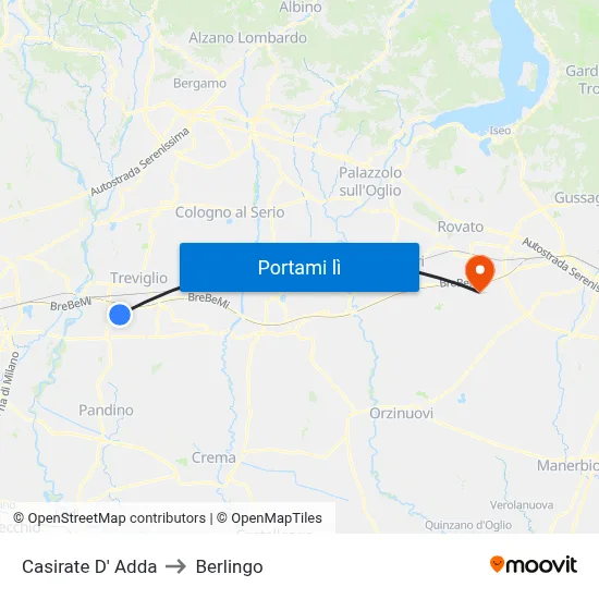 Casirate D' Adda to Berlingo map