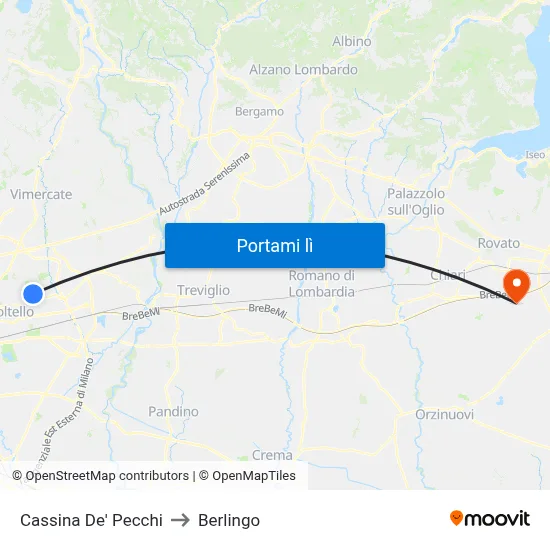 Cassina De' Pecchi to Berlingo map