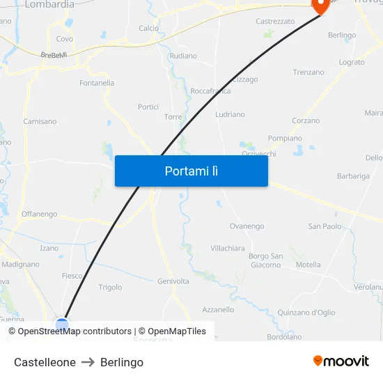 Castelleone to Berlingo map