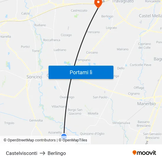 Castelvisconti to Berlingo map