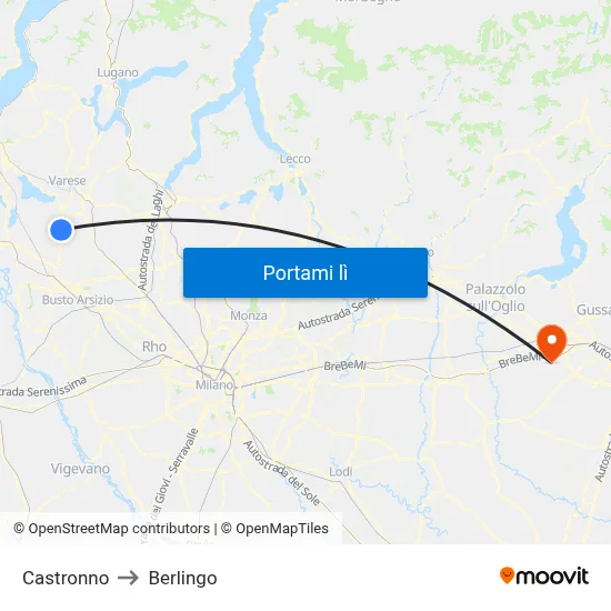 Castronno to Berlingo map