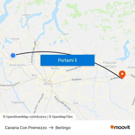 Cavaria Con Premezzo to Berlingo map