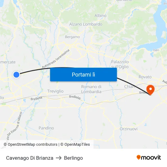 Cavenago Di Brianza to Berlingo map