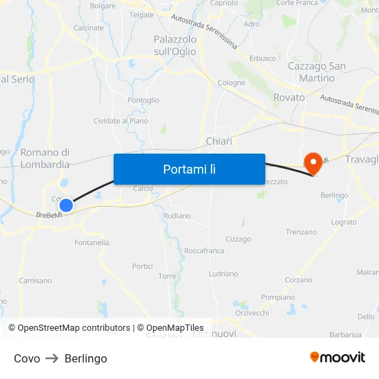 Covo to Berlingo map