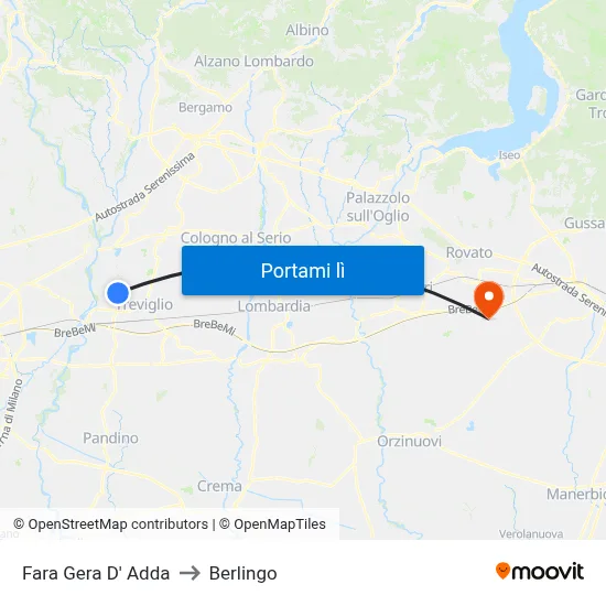 Fara Gera D' Adda to Berlingo map
