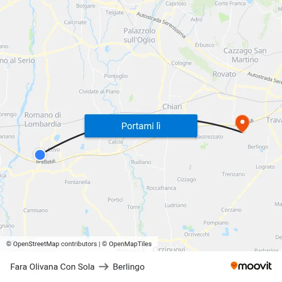 Fara Olivana Con Sola to Berlingo map