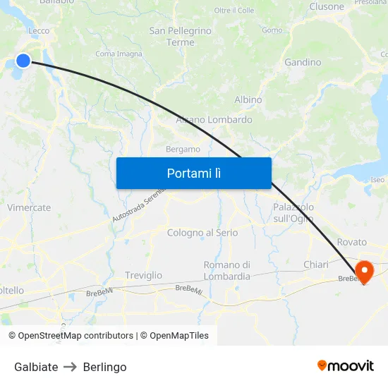 Galbiate to Berlingo map