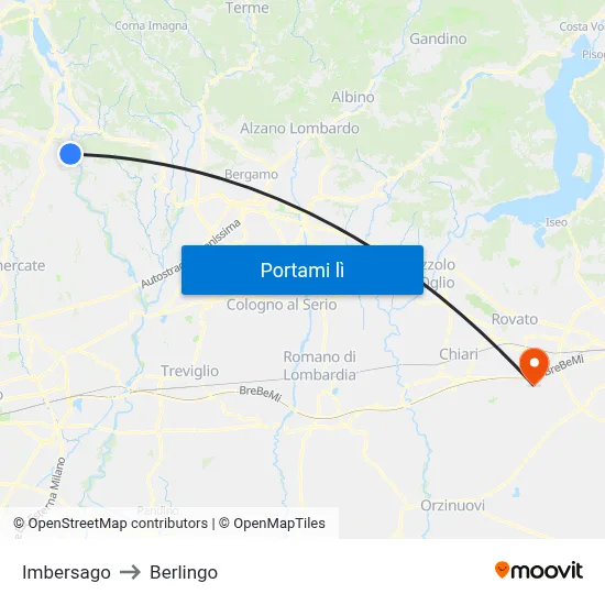 Imbersago to Berlingo map