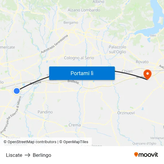 Liscate to Berlingo map