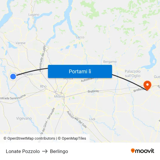 Lonate Pozzolo to Berlingo map