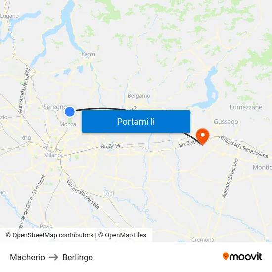 Macherio to Berlingo map
