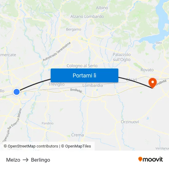 Melzo to Berlingo map