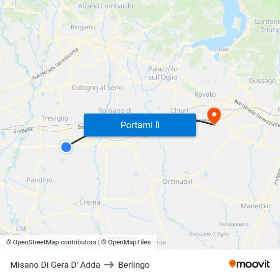 Misano Di Gera D' Adda to Berlingo map