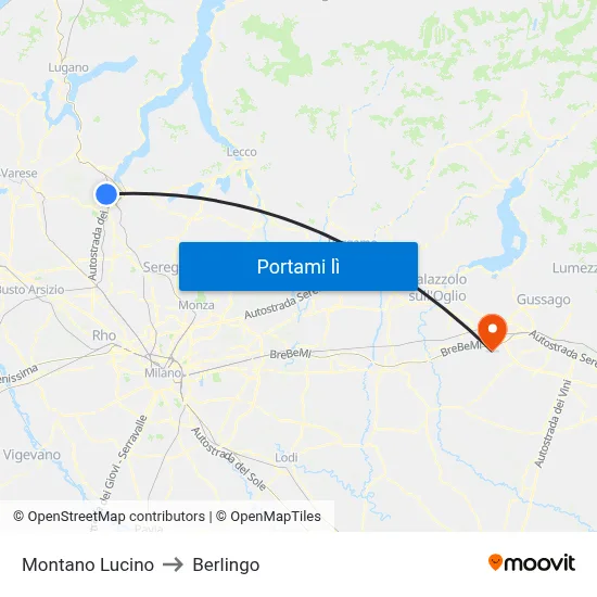 Montano Lucino to Berlingo map