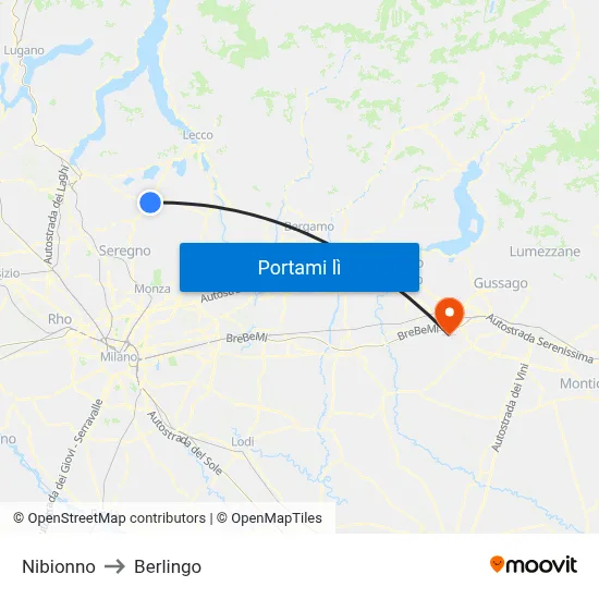 Nibionno to Berlingo map