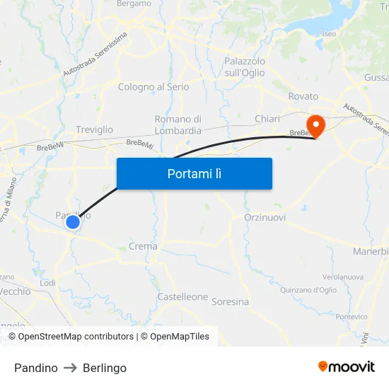 Pandino to Berlingo map