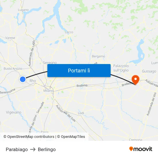 Parabiago to Berlingo map