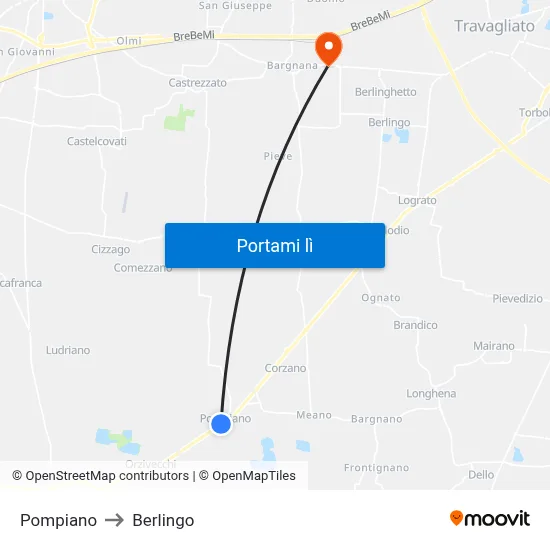 Pompiano to Berlingo map