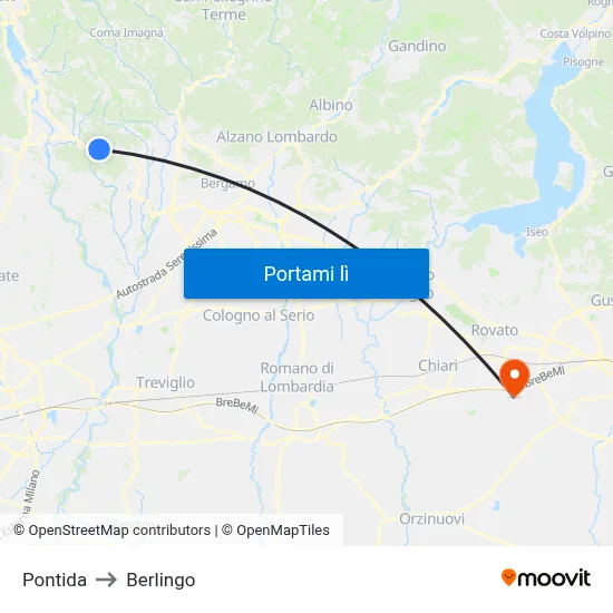 Pontida to Berlingo map