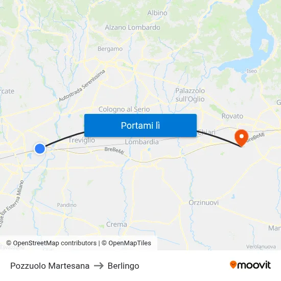 Pozzuolo Martesana to Berlingo map