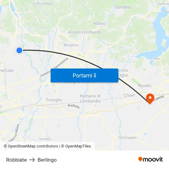 Robbiate to Berlingo map